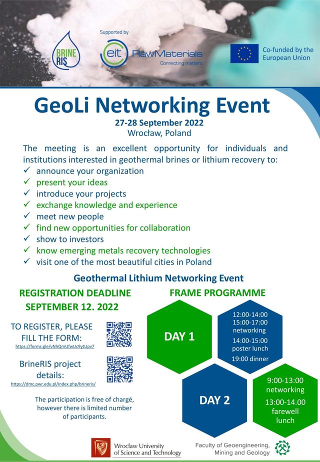 Read more about the article Registration for the Geothermal Lithium Networking Event has been extended until 12 September